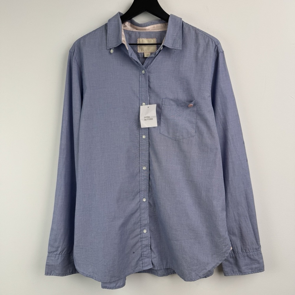 Victoria's Secret Shirt Womens‎ XL Blue Button Up Pocket Casual Preppy Soft NEW